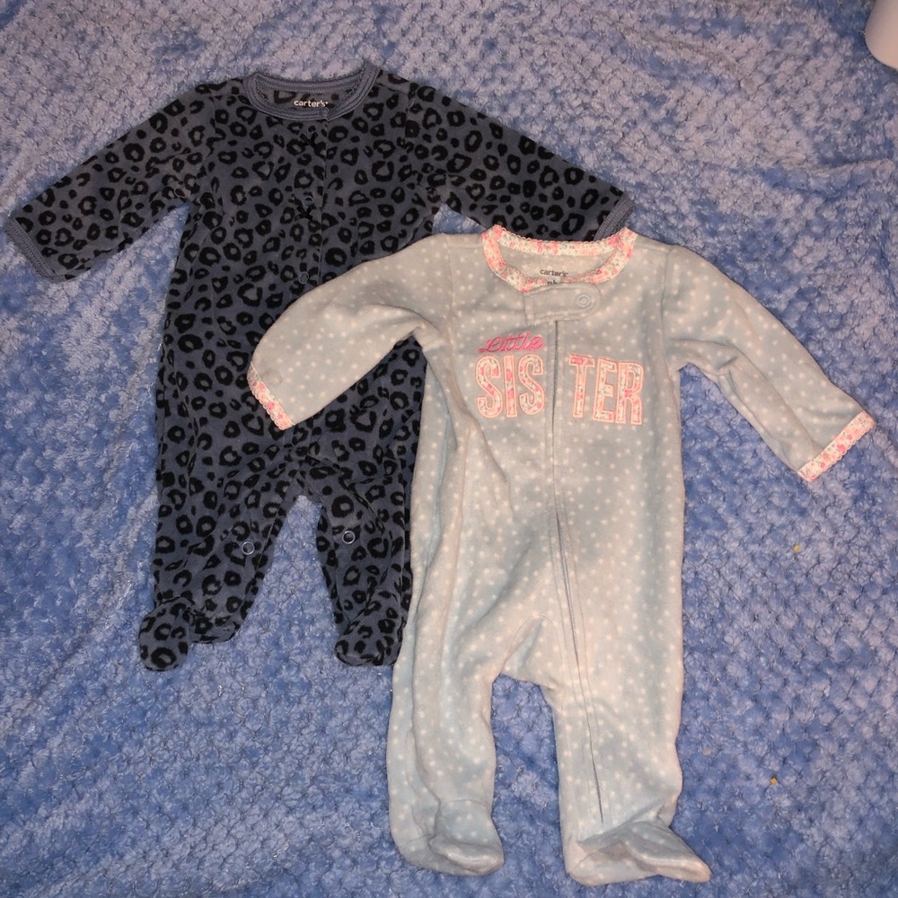 Never worn! Carters Fleece Footie Sleepers pjs